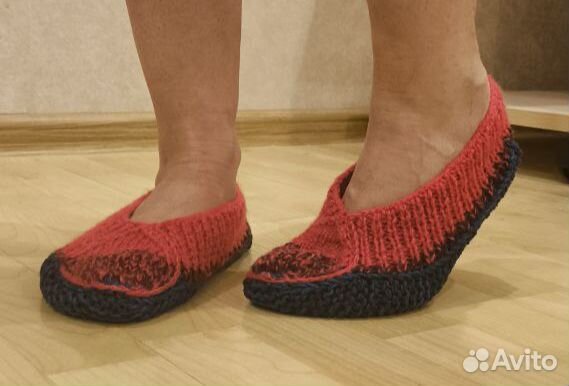 Вязанные домашние тапочки