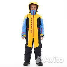 Зимний утепленный комбинезон DF детский Желт-синий