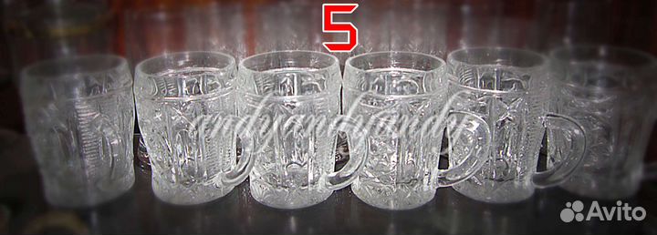 Стаканы, фужеры, бокалы, чашки, рюмки хрусталь