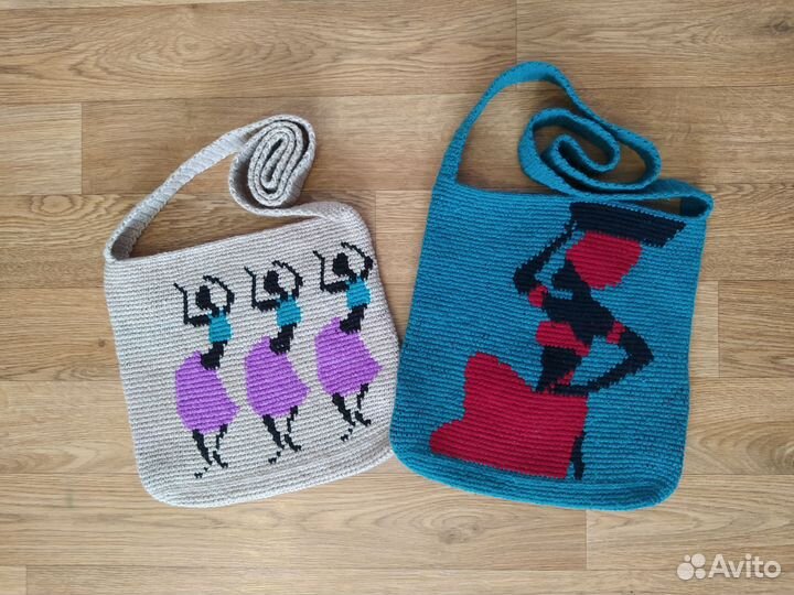 Сумка вязаная/ шоппер/ бохо/ хиппи/ кросс боди