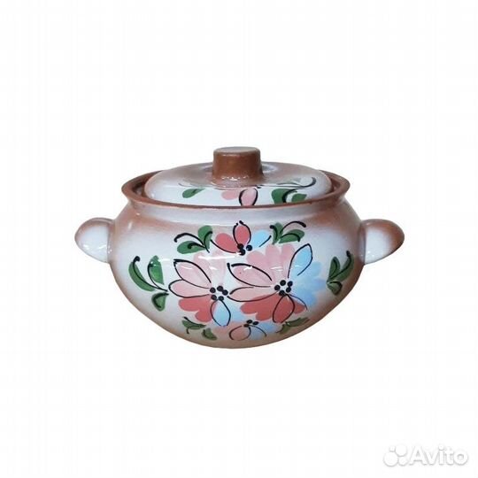 Жаровня малая 2,0 л с ручками роспись Полевые цвет