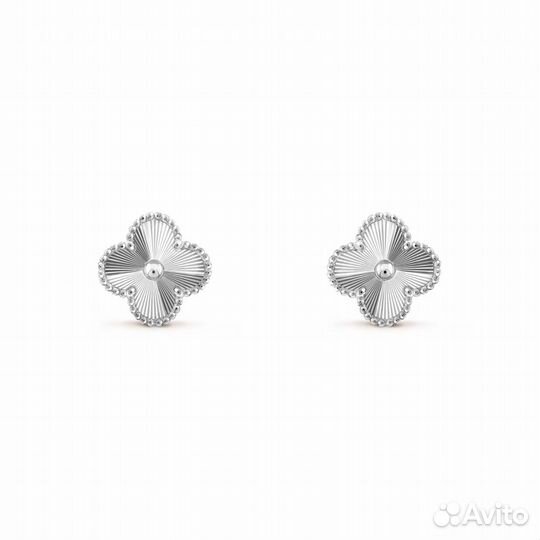 Cерьги Van Cleef Vintage Alhambra Белое Гильоше