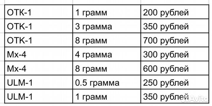 Термопаста MX-4 8.5Вт, OTK-1 13Вт, Жидкий металл