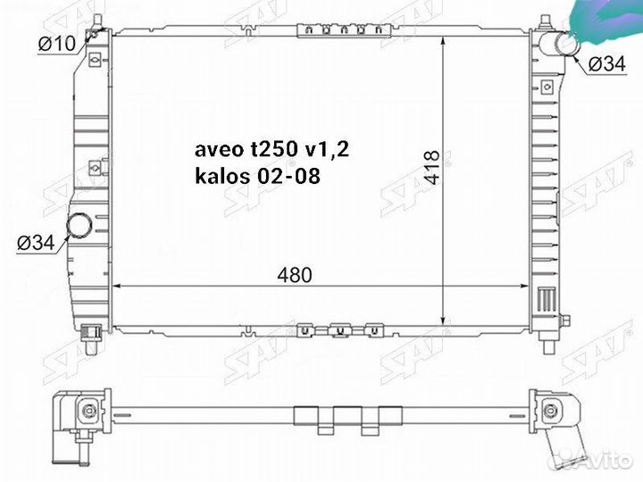 Радиатор охлаждения aveo t250 v1,2