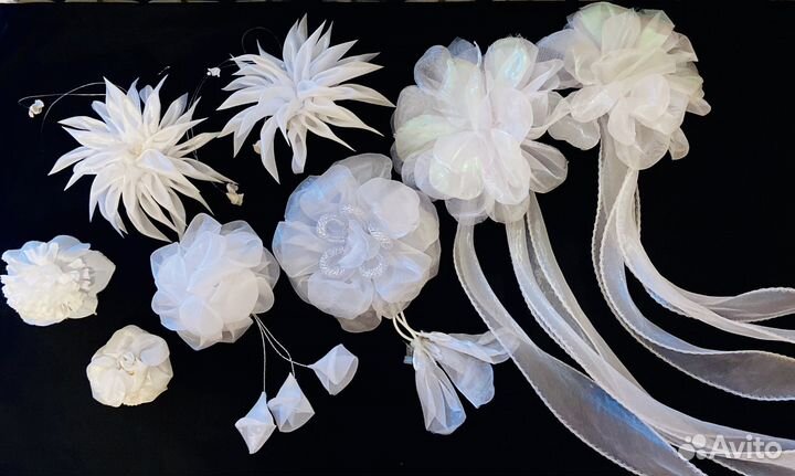 Банты для волос белые