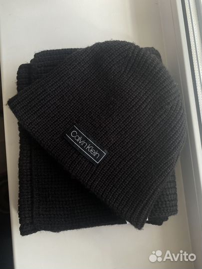 Комплект мужской Calvin Klein шапка шарф