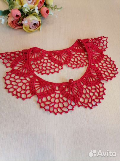 Воротничок красный крючком