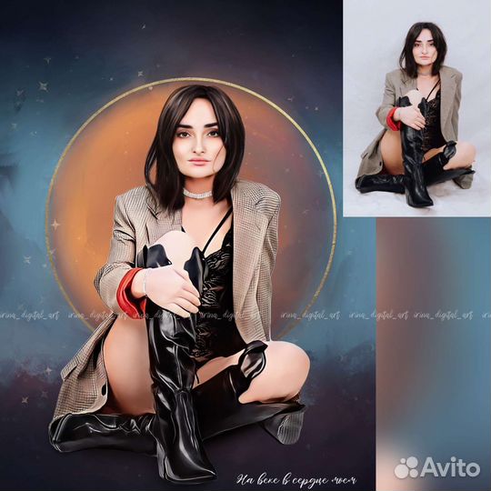 Арт портрет по фото, дрим арт, печать на холсте