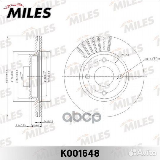 Тормозной диск Nissan Tiida 1шт. Miles K001648