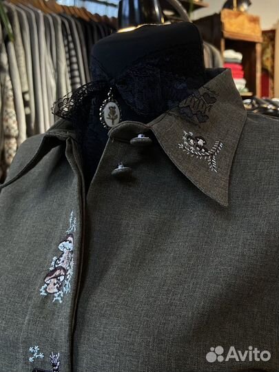 Рубашка с вышивкой лесной сюжет винтаж