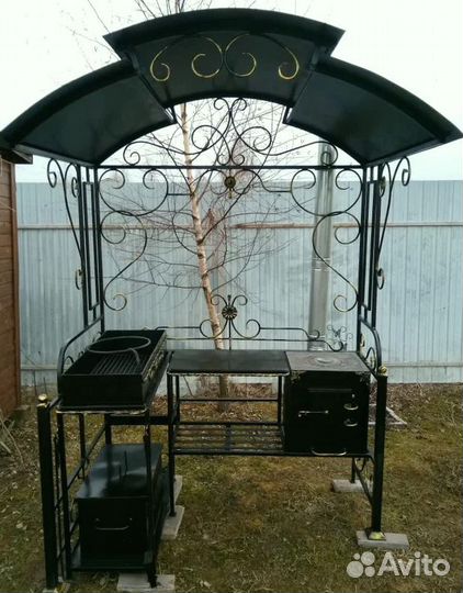 Мангал с печкой и крышей