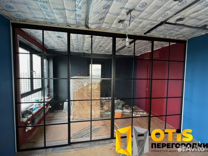 Стеклянная перегородка лофт