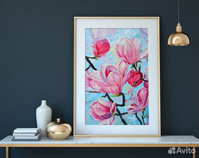 Картина Цветы Магнолия маслом цветущая весна
