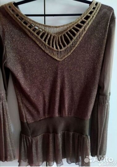 Блузка нарядная бусины кружево люрекс