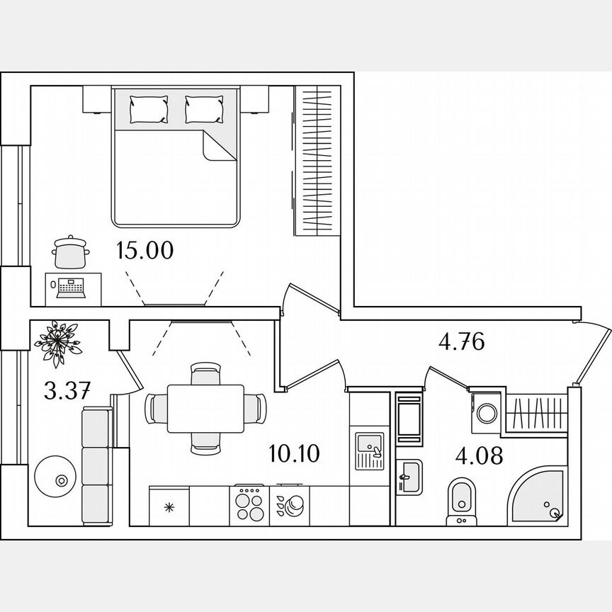 1-к. квартира, 35,6 м², 7/22 эт.