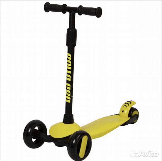 Самокат rollo PRO трехколесный черно-желтый