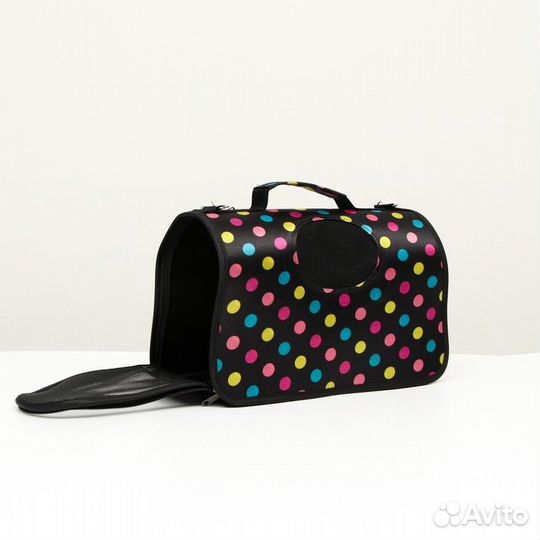 Сумка - переноска для животных 'Горошек', чёрная