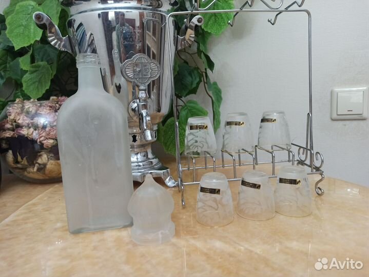 Бутылка штоф с о стопками crisso hand cut U.S.S.R