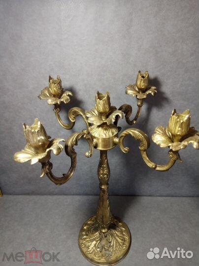 Подсвечник бронза 5 рожков СССР/ Подсвечник Лев