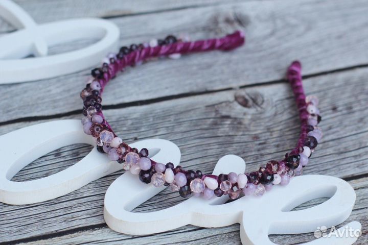 Ободок с камнями ручной работы