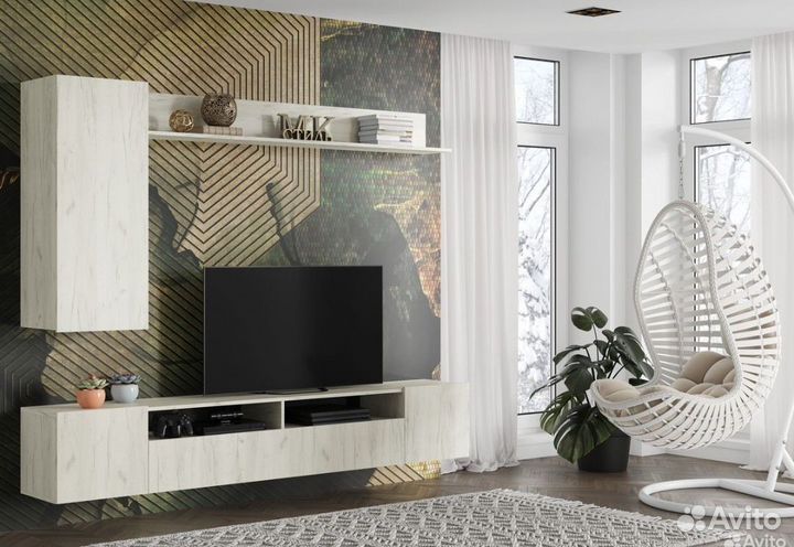 Стенка в гостиную новая белый глянец