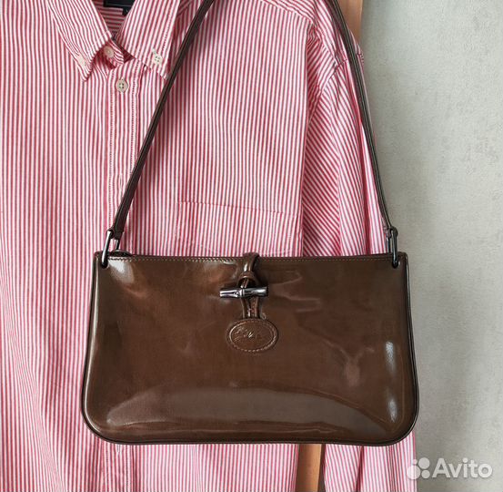 Longchamp сумка кожаная на плечо