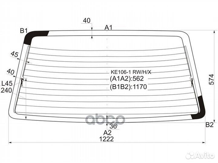Стекло заднее с обогревом (фонари хруст) toyota
