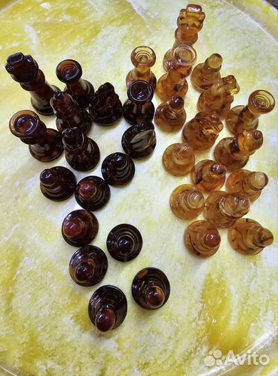 Шахматы и шашки янтарные ручной работы