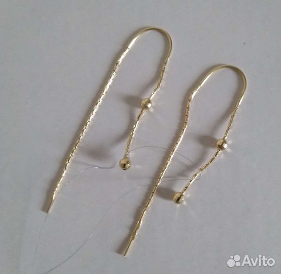 585 серьги продёвки с шариками Новые