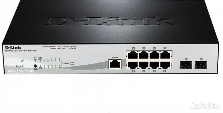 Коммутатор D-Link DGS-1210-10P/ME/A1A 8x1Гбит/с 2S