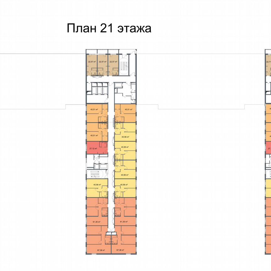 3-к. апартаменты, 61,4 м², 22/24 эт.