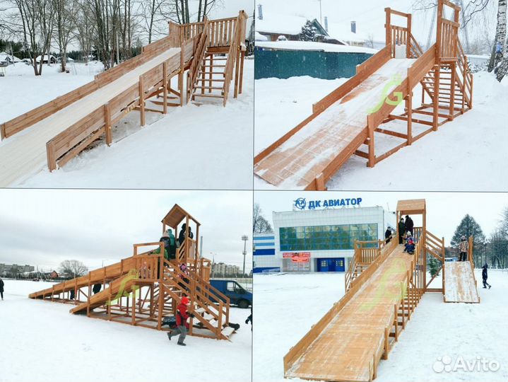 Зимние деревянные горки