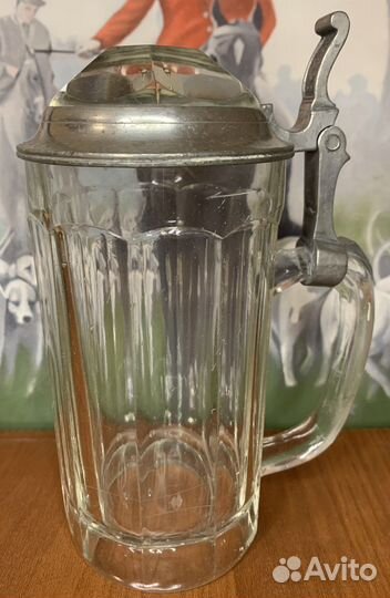 Старинная Немецкая Пивная Кружка с Кристалом. 19в