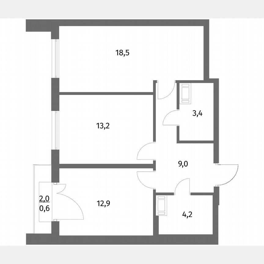 2-к. квартира, 61,8 м², 5/6 эт.