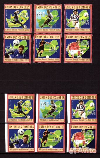 Коморские о-ва, 2010. (cm10210) Футбол, чм-2010 (мл+блок+2 серии)