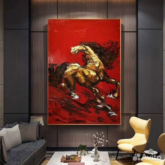 Современная картина маслом лошадь