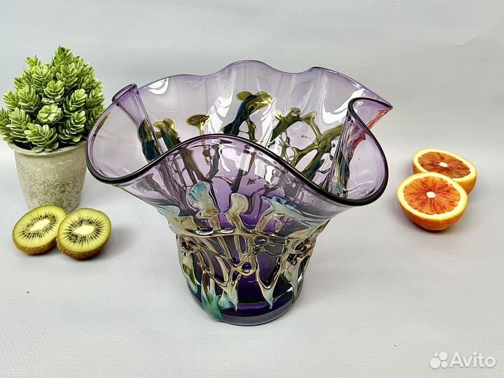 Новая ваза для фруктов художественое стекло