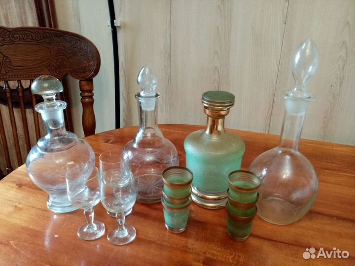 Винтажные графин, рюмки и стаканы 50- 60х годов