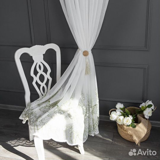 Новый тюль Флоренция зеленый