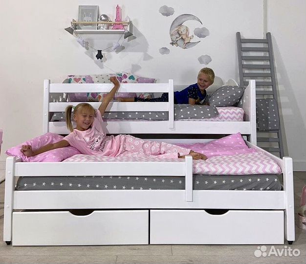 Детская выдвижная кровать для двоих