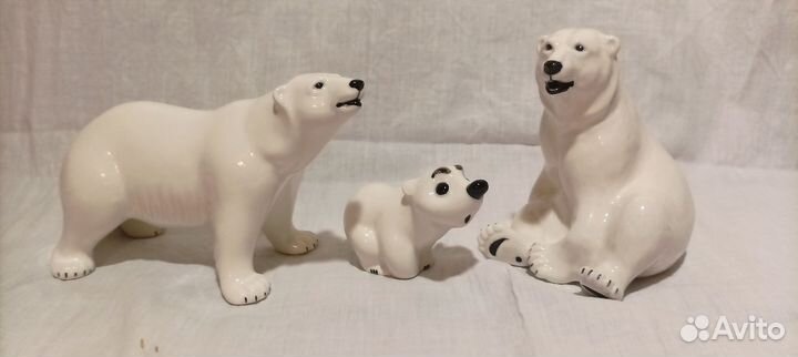Семейство белых медведей фарфоровые статуэтки афз