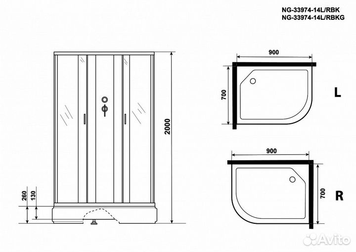 Душевая кабина Niagara NG-33974-14LBK