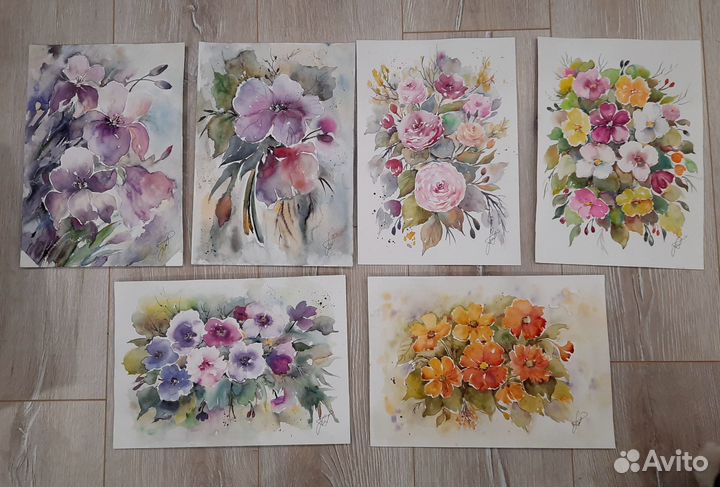 Картины акварелью А4, авторские работы