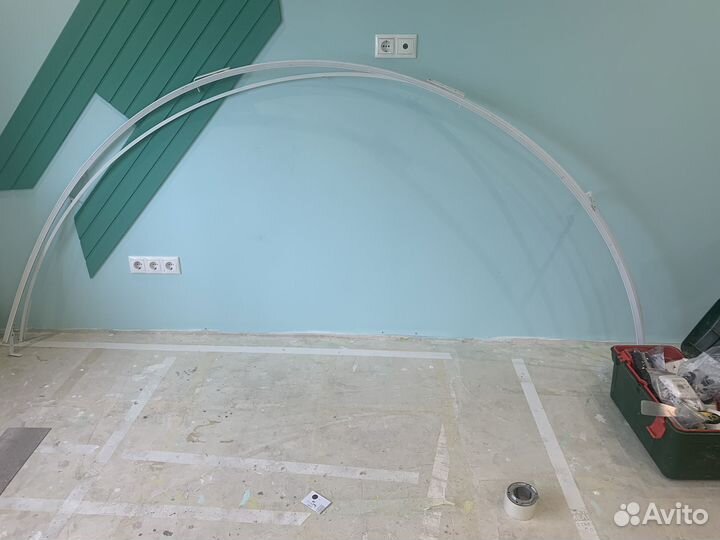 Карниз круглый + блэкаут штора + тюль