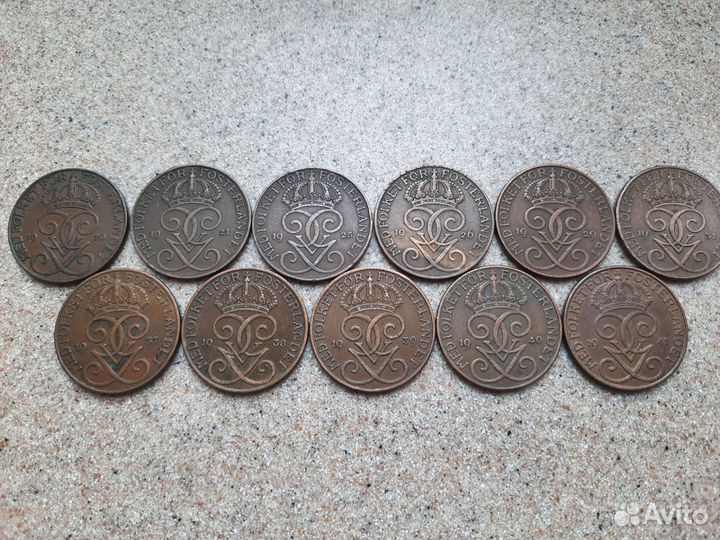 Швеция 2,5 и 25 эре 1874-1981 г.в., бронза,серебро