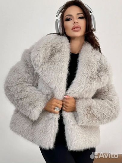 Шуба серая пушистая S M L новая lichi lime