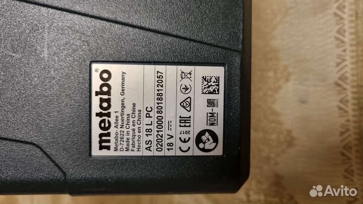 Аккумуляторный пылесос Metabo