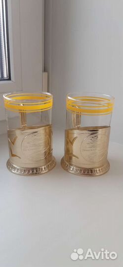 Набор стаканы с подстаканниками