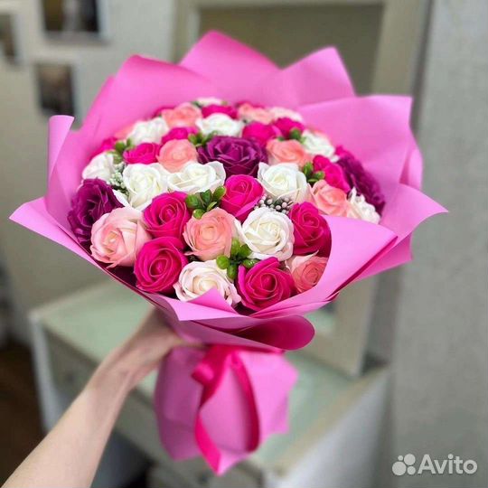 Букет из мыльных роз
