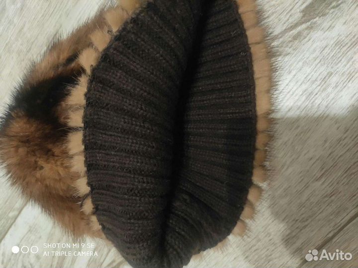 Шапка норковая женская вязаная